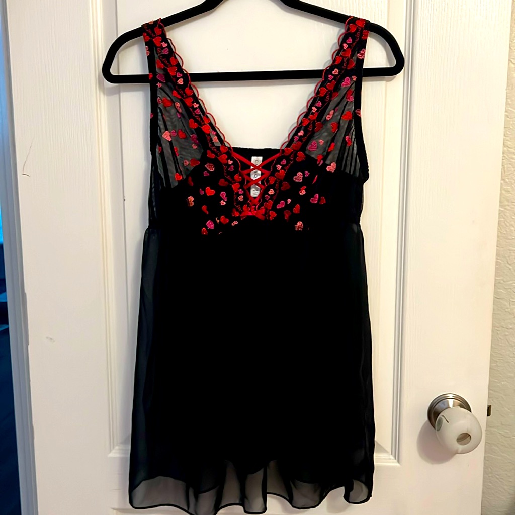 Black With Hearts Lingerie Babydoll